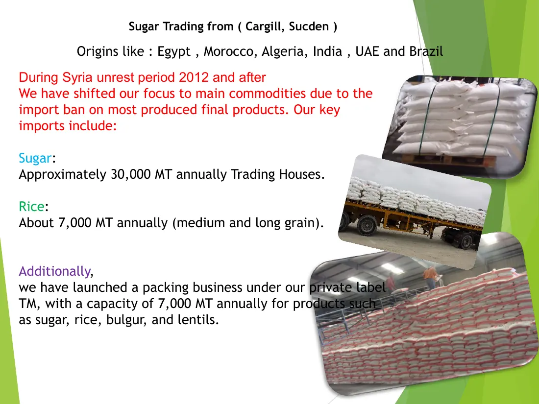 Sugar and rice commodity trading
